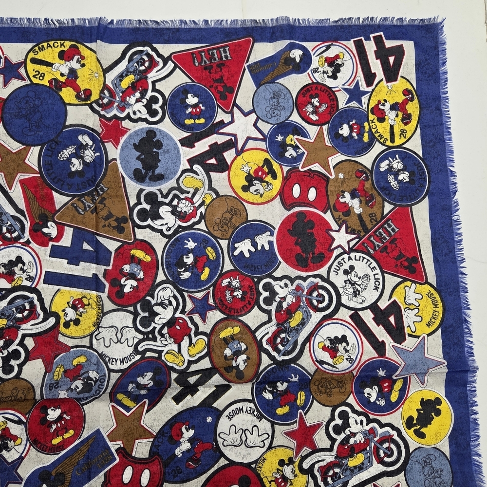 COACH X Disney Mickey Mouse Multi Patch Colorful Scarf Vibrant Whimsical Silk - Picture 8 of 10